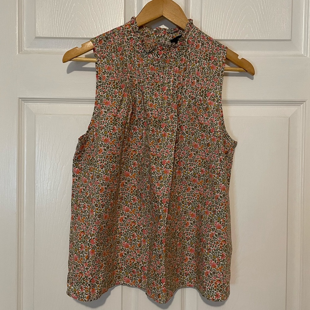 J. Crew Pintuck cotton poplin top in scattered blooms